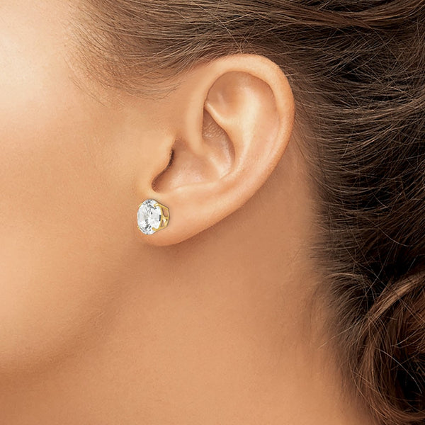 14KT Yellow Gold 10MM Round Cubic Zirconia Stud Earrings