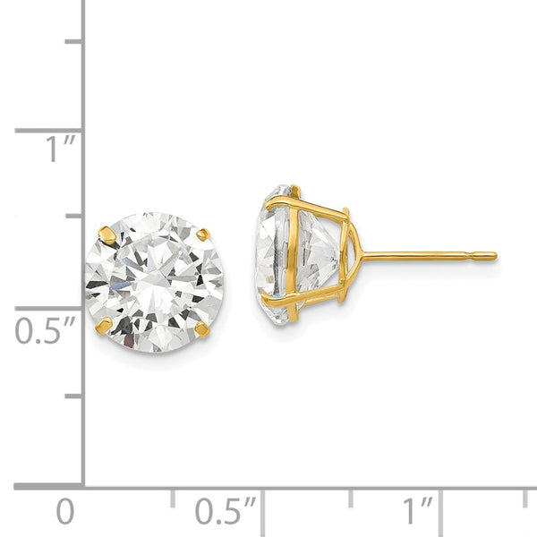 14KT Yellow Gold 10MM Round Cubic Zirconia Stud Earrings