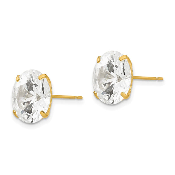 14KT Yellow Gold 11MM Round Cubic Zirconia Stud Earrings