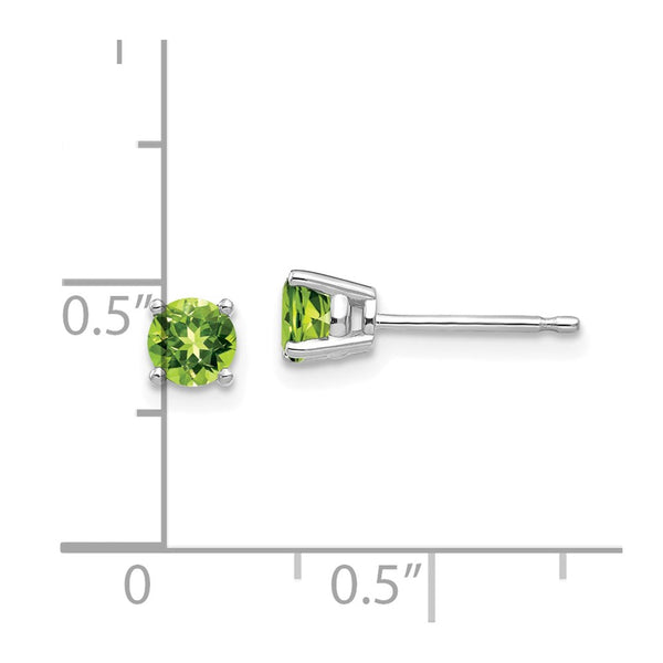 4MM Round Peridot Stud Earrings in 14KT White Gold