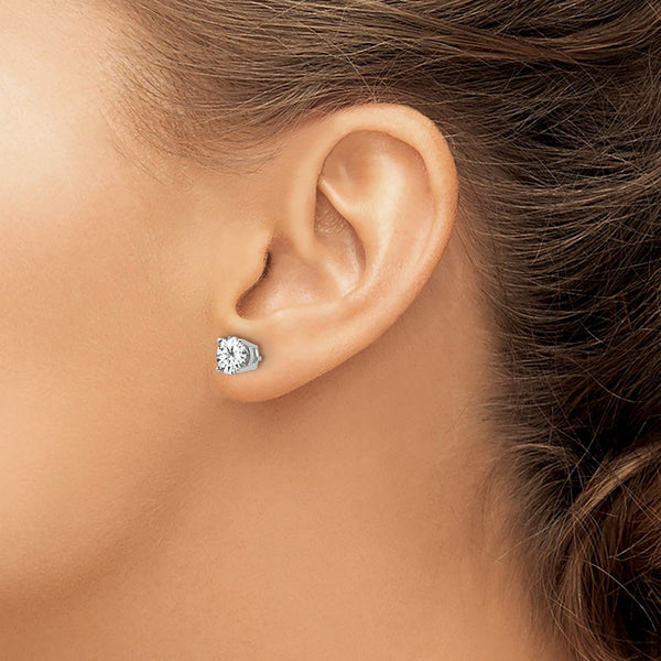 6MM Round Cubic Zirconia Stud Earrings in 14KT White Gold