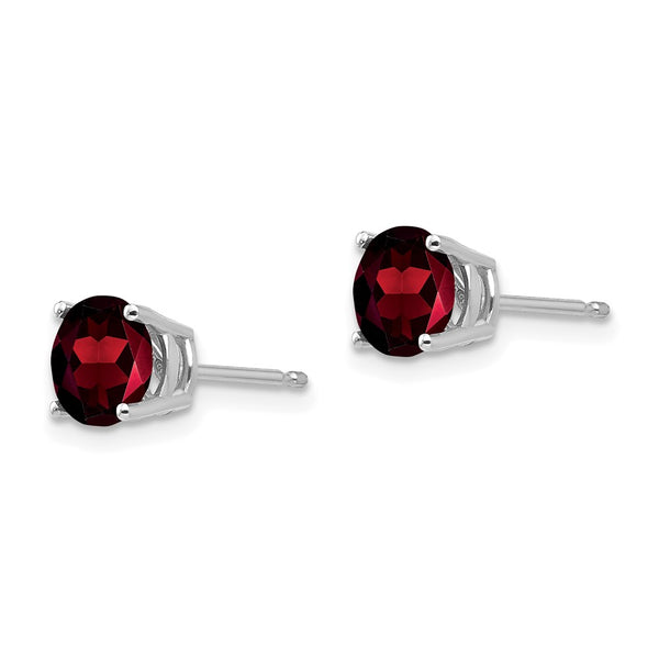 6MM Round Garnet Stud Earrings in 14KT White Gold