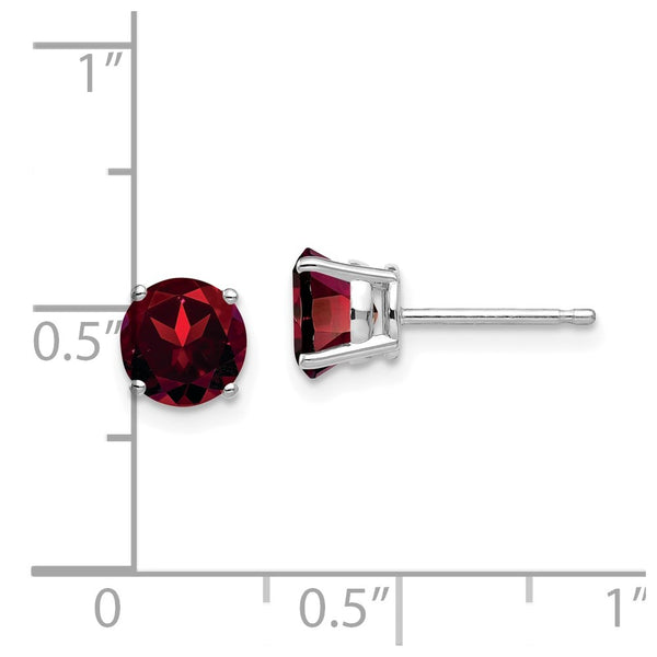 6MM Round Garnet Stud Earrings in 14KT White Gold