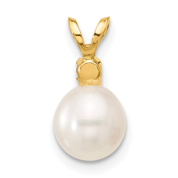 7MM Round Pearl and Garnet Pendant in 14KT Yellow Gold. Chain not Included