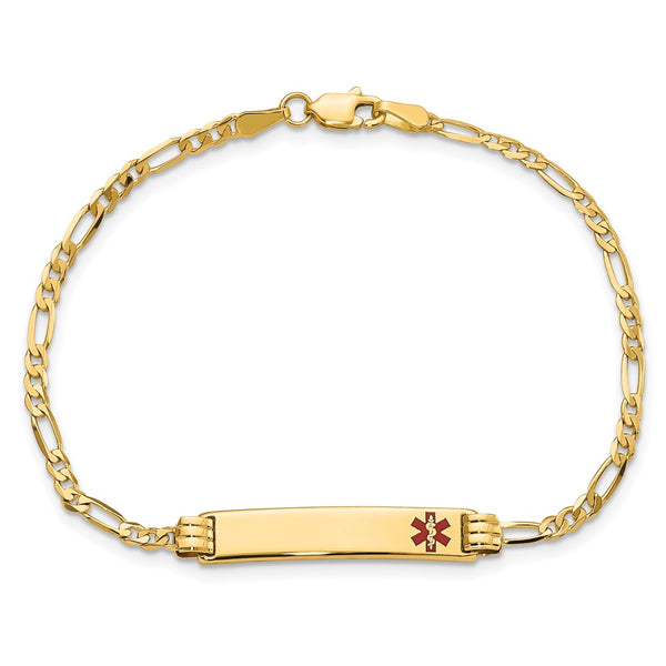 14KT Yellow Gold 8-inch 5.5MM Medical Figaro ID Bracelet