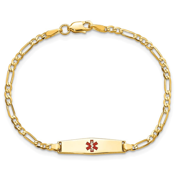 14KT Yellow Gold 6-inch 6MM Childrens Medical ID Bracelet