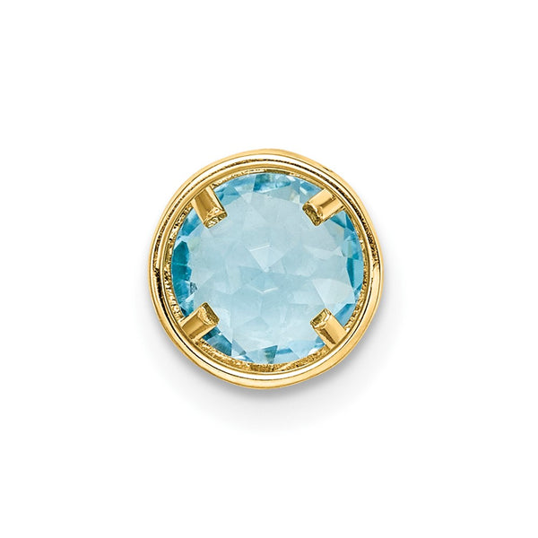 6MM Round Swiss Blue Topaz Pendant. Chain Not Included in 14KT Yellow Gold