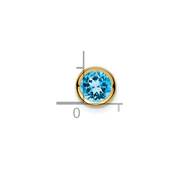 6MM Round Swiss Blue Topaz Pendant. Chain Not Included in 14KT Yellow Gold