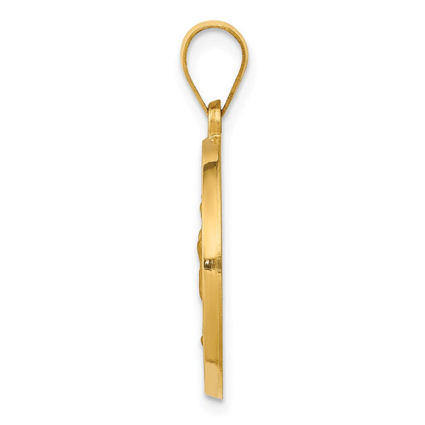 14KT Yellow Gold 19MM Guadalupe Medal Pendant. Chain Not Included