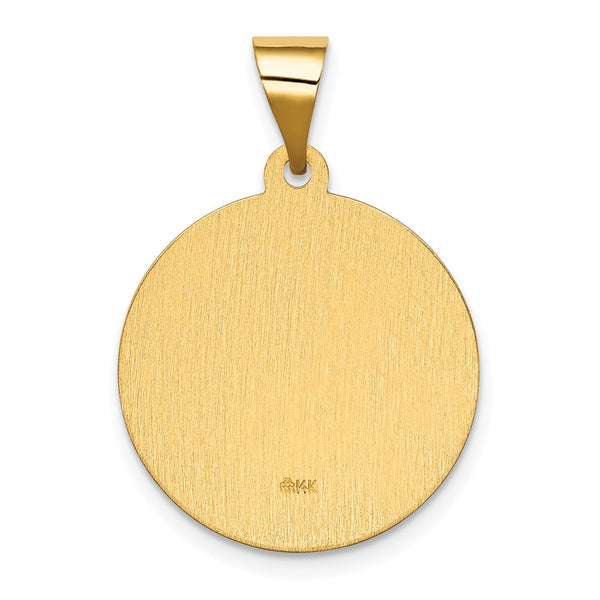 14KT Yellow Gold 19MM Guadalupe Medal Pendant. Chain Not Included