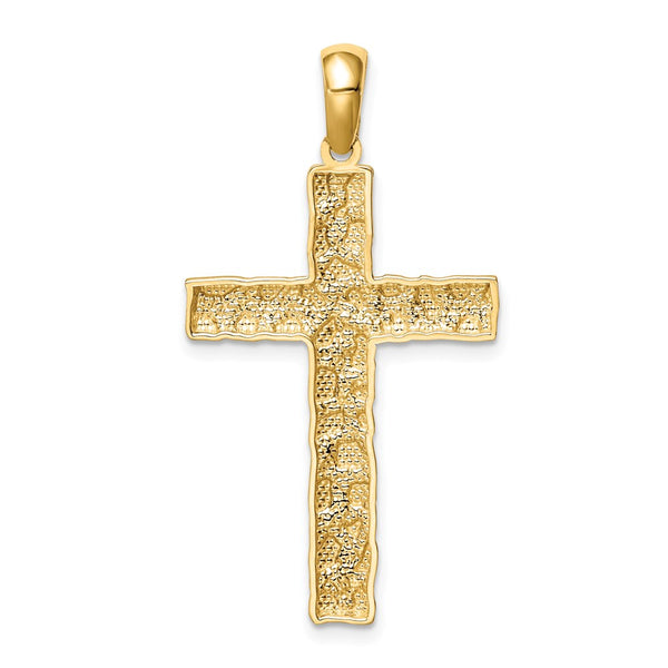 14KT Yellow Gold Nugget Cross Pendant. Chain Not Included