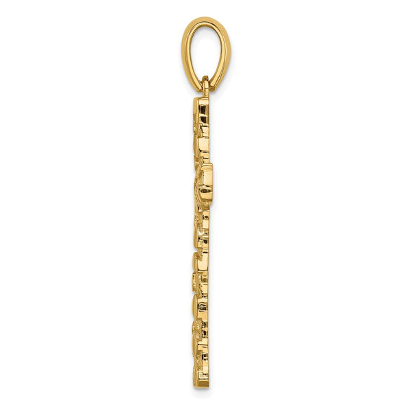 14KT Yellow Gold Nugget Cross Pendant. Chain Not Included