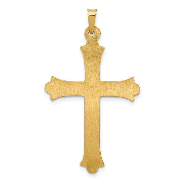 14KT Yellow Gold 42X24MM Fleur De Lis Cross Pendant. Chain Not Included