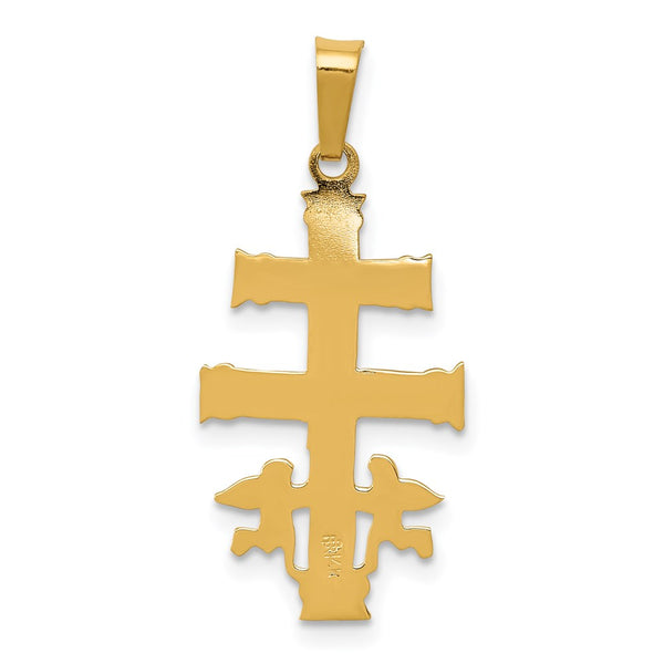 14KT White and Yellow Gold 28X12MM Crucifix Cross Pendant. Chain Not Included