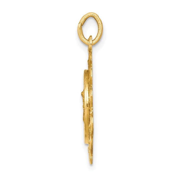 14KT Yellow Gold 26X19MM Medal Saint Michael Pendant. Chain Not Included