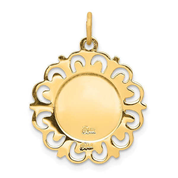 14KT Yellow Gold 26X19MM Medal Saint Michael Pendant. Chain Not Included