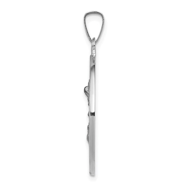 14KT White Gold 30X22MM Medal Saint Michael Pendant. Chain Not Included