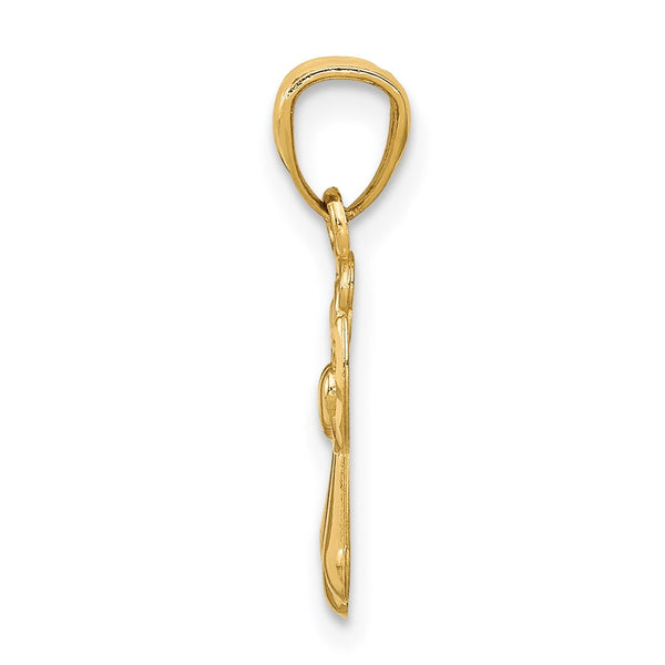 14KT Yellow Gold 20X11MM Angel Pendant. Chain Not Included