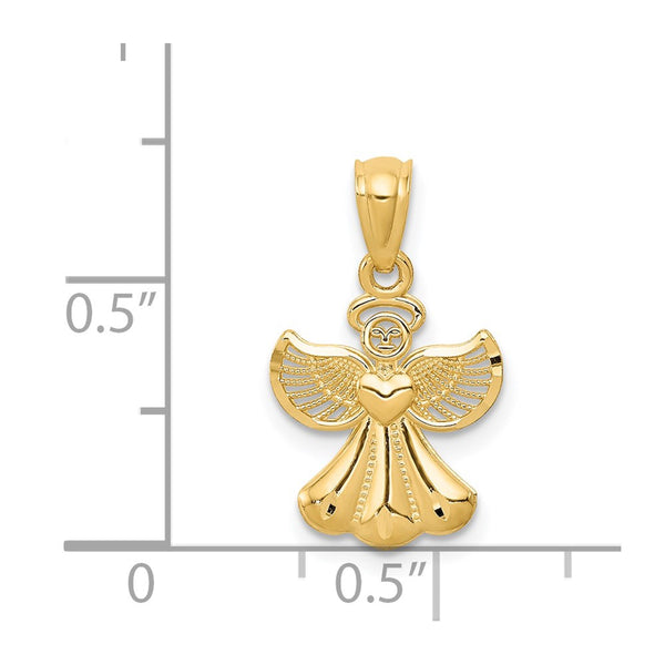 14KT Yellow Gold 20X11MM Angel Pendant. Chain Not Included