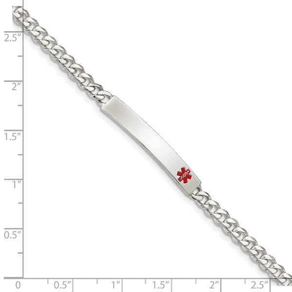 Sterling Silver 7.5-inch 5MM Medical Enamel Lobster Clasp Curb ID Bracelet