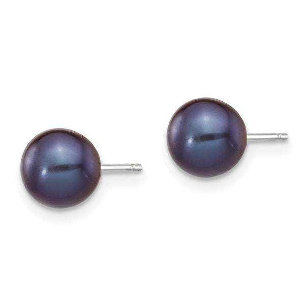 6MM Round Pearl Stud Earrings in 14KT White Gold