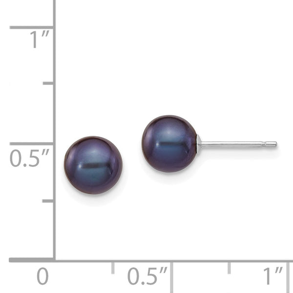 6MM Round Pearl Stud Earrings in 14KT White Gold