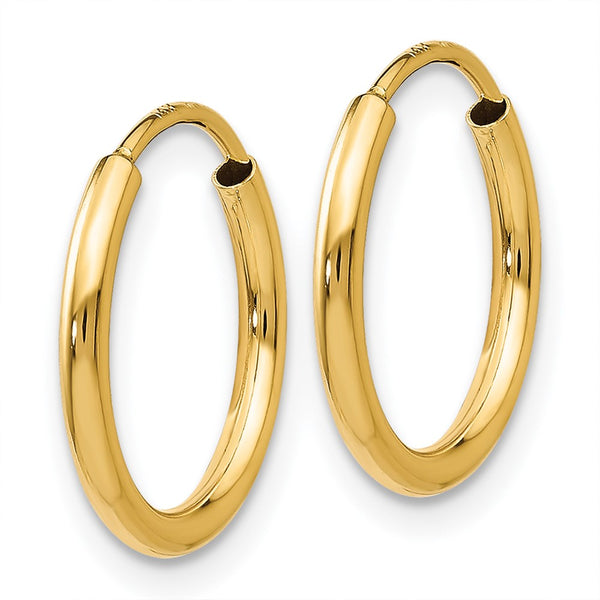 14KT Yellow Gold 11X1.5MM Hoop Earrings