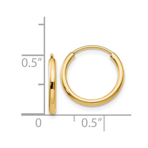 14KT Yellow Gold 11X1.5MM Hoop Earrings