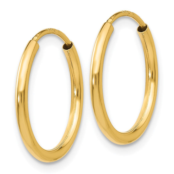 14KT Yellow Gold 14X1.5MM Hoop Earrings