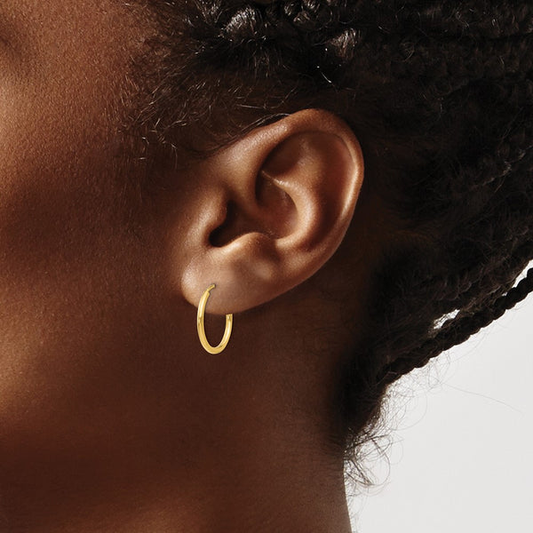 14KT Yellow Gold 14X1.5MM Hoop Earrings