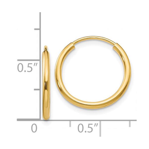 14KT Yellow Gold 14X1.5MM Hoop Earrings