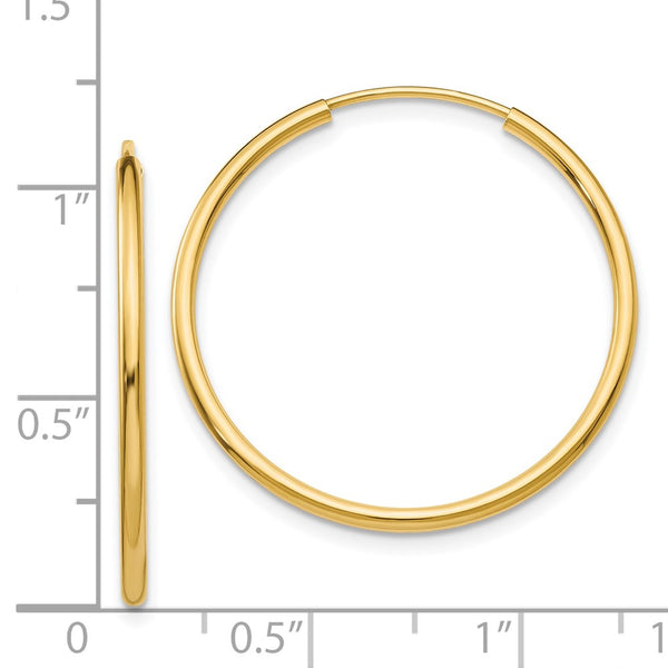14KT Yellow Gold 26X1.5MM Hoop Earrings