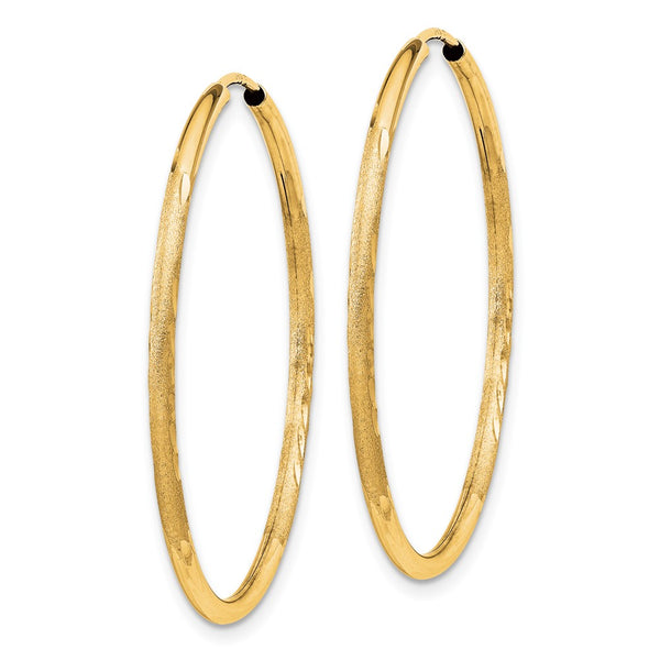 14KT Yellow Gold 30X1.5MM Diamond-cut Hoop Earrings