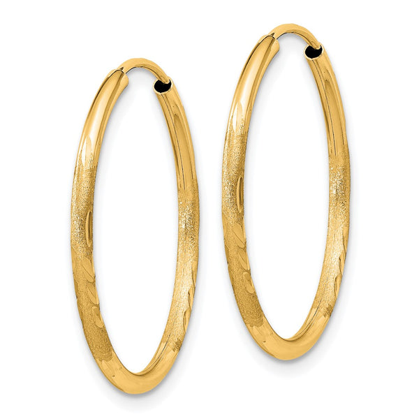 14KT Yellow Gold 22X1.5MM Diamond-cut Hoop Earrings