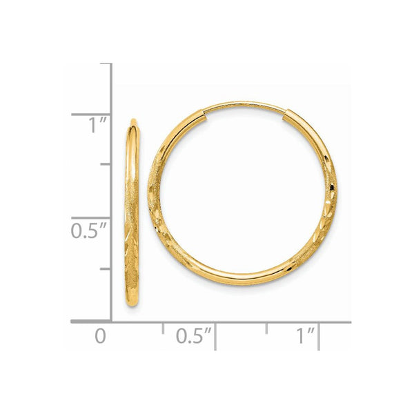 14KT Yellow Gold 22X1.5MM Diamond-cut Hoop Earrings