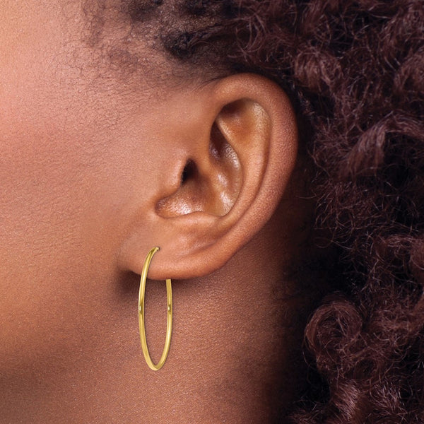 14KT Yellow Gold 30X1.25MM Hoop Earrings