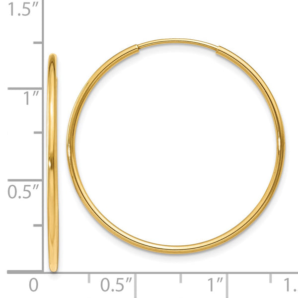14KT Yellow Gold 30X1.25MM Hoop Earrings
