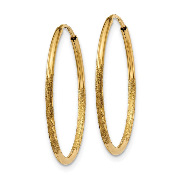 14KT Yellow Gold 21X1.25MM Diamond-cut Hoop Earrings