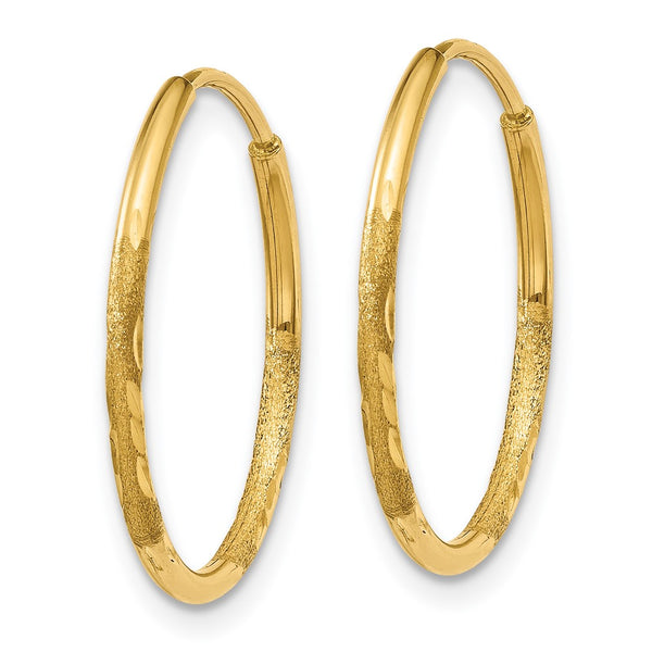 14KT Yellow Gold 17X1.25MM Diamond-cut Endless Hoop Earrings