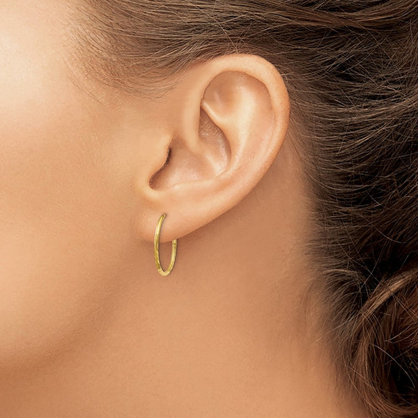 14KT Yellow Gold 17X1.25MM Diamond-cut Endless Hoop Earrings