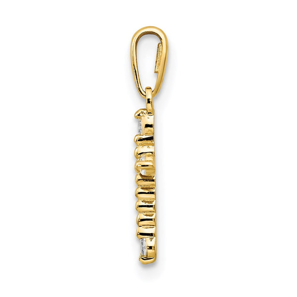 14KT Yellow Gold Cubic Zirconia Childrens Cross Pendant. Chain Not Included