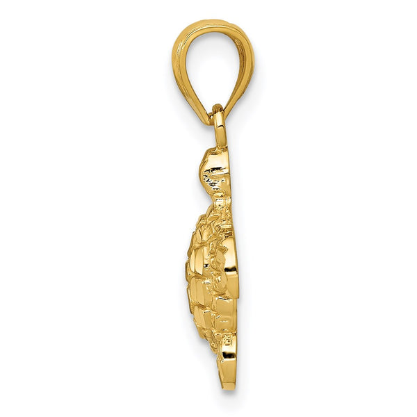 14KT Yellow Gold Diamond-cut Turtle Pendant. Chain Not Included