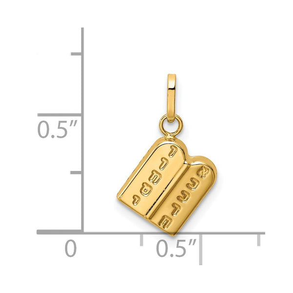 14KT Yellow Gold Childrens Ten Commandments Pendant. Chain Not Included
