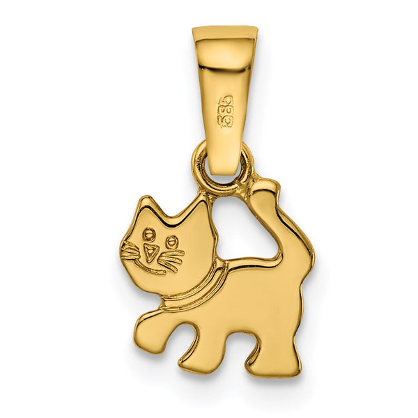 14KT Yellow Gold Childrens Kitten Pendant. Chain Not Included
