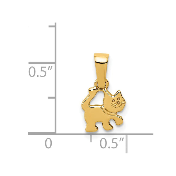 14KT Yellow Gold Childrens Kitten Pendant. Chain Not Included