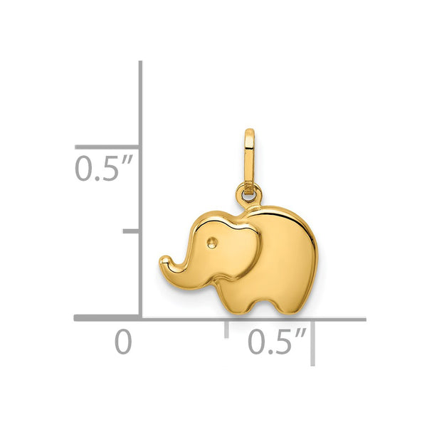 14KT Yellow Gold Childrens Elephant Pendant. Chain Not Included