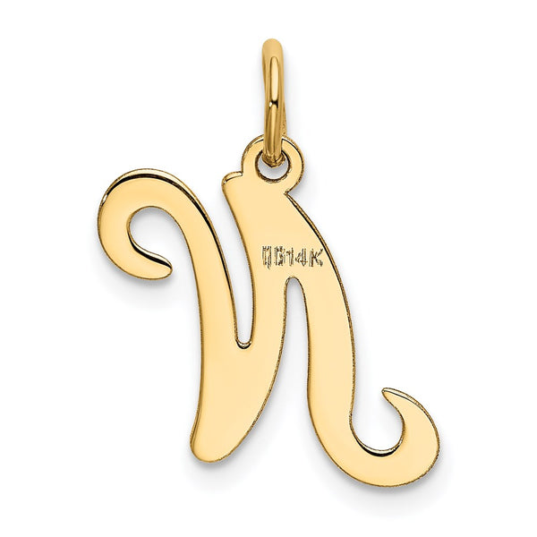 14ky Initial N Charm Pendant. Chain not Included.