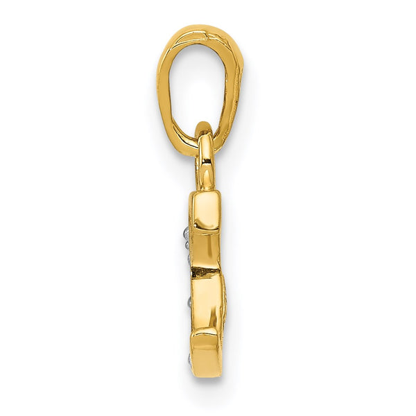 14KT White and Yellow Gold 1/100 CTW 15X8MM Initial Pendant. Initial C. Chain not Included