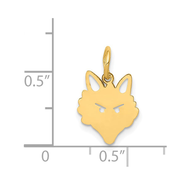 14KT Yellow Gold 19X11MM Fox Head Pendant. Chain Not Included