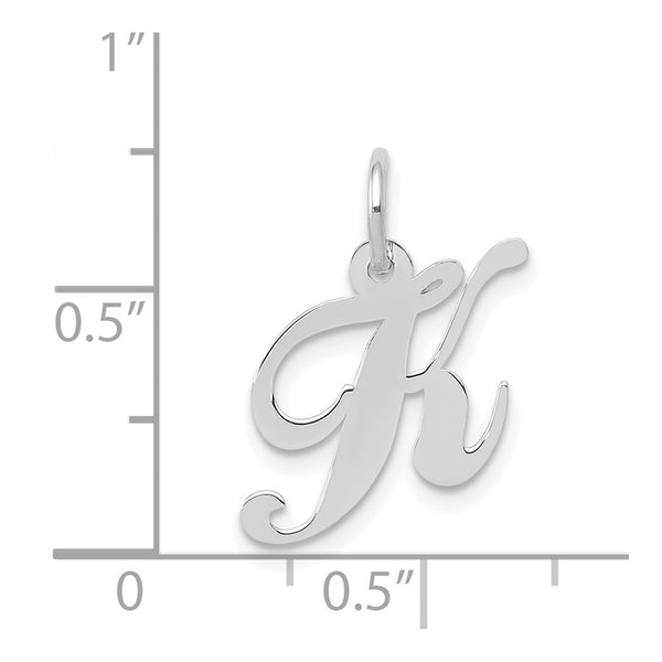 14KT White Gold Initial Pendant; Initial K. Chain not Included